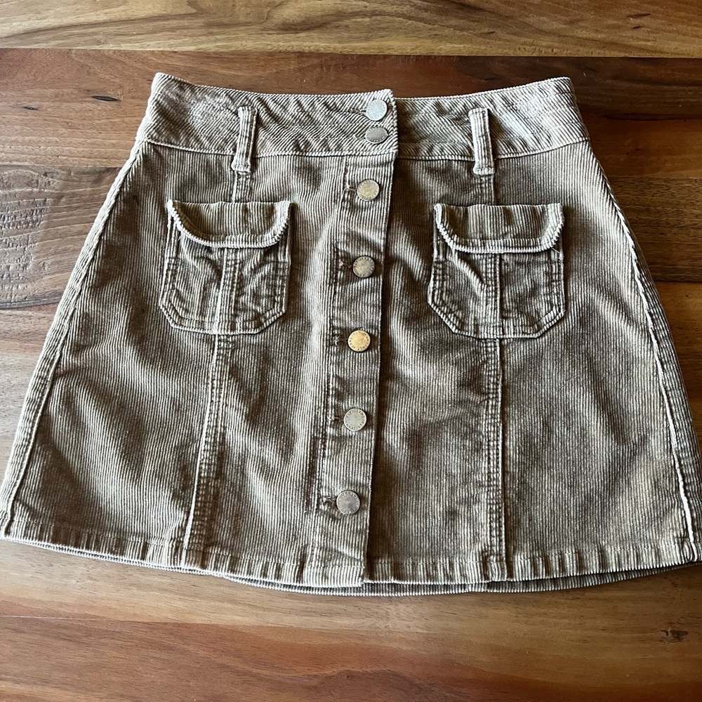 Corduroy button up skirt